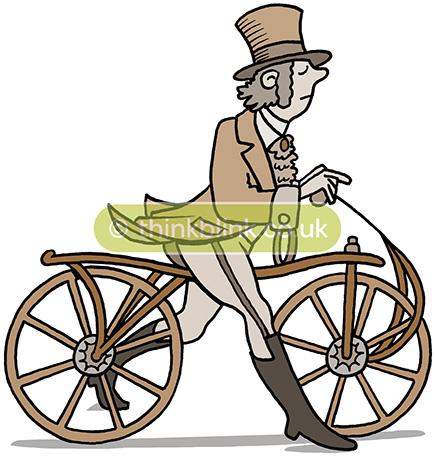 Olden days bicycle cartoon
