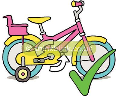 Cartoon of Childs bike with stabilisers