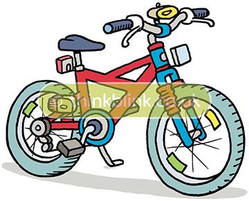 Lights and reflectors fitted to child's bike cartoon