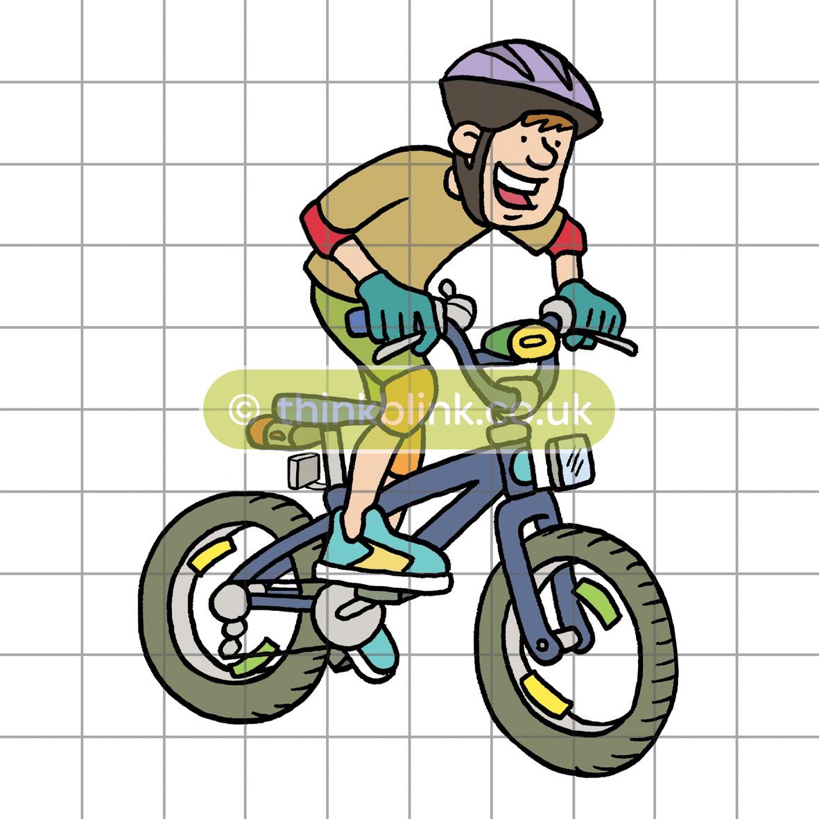 Copy drawing of person riding a bike cartoon