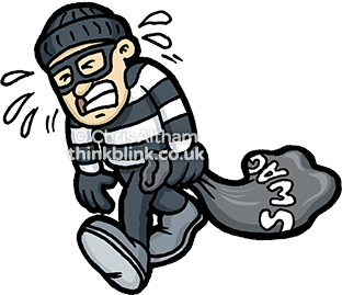 Crime Prevention Cartoons Thief Burglar
