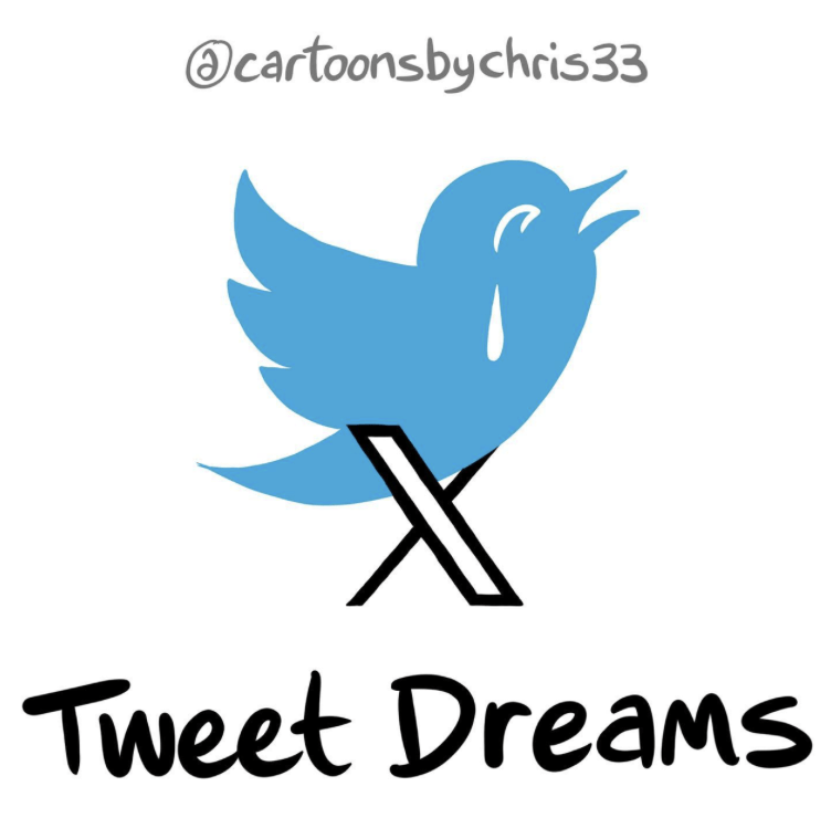 Twitter blue bird logo cartoon
